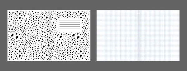 学校のノートカバーと現実的な裏地紙のブランクサイズの反転A5.グラフ用紙だ。カラーライン付きの印刷可能な正方形のグリッド紙。学校、本、日記の幾何学的背景 — ストックベクタ