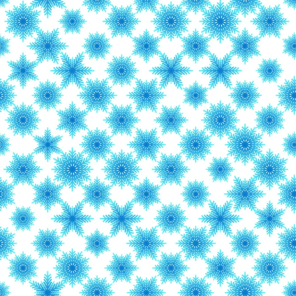 Χειμώνας απρόσκοπτη μοτίβο με πολύχρωμες νιφάδες χιονιού κλίση σε λευκό φόντο. Εικονογράφηση διάνυσμα για ύφασμα, υφασμάτινη ταπετσαρία, αφίσες, χαρτί περιτυλίγματος δώρο. Χριστούγεννα διανυσματική απεικόνιση. — Διανυσματικό Αρχείο