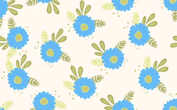 Seamless floral pattern based on traditional folk art ornaments. Colorful flowers on light background. Scandinavian style. Sweden nordic style. Vector illustration. Simple minimalistic pattern — Stock Vector