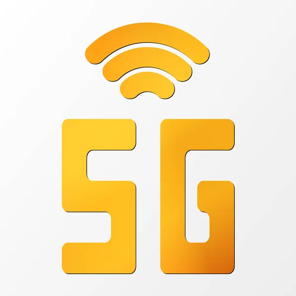 Vettore icona dorata segno di rete 5G. Simbolo della tecnologia internet 5g in stile minimalista. Infografica aziendale. Progettazione di modelli vettoriali per concetto di business creativo, banner, layout del flusso di lavoro — Vettoriale Stock