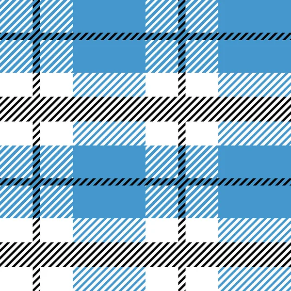 Patrón sin costura textil Escocia azul y negro. Comprobar textura de la tela tartán cuadros. Fondo geométrico abstracto para tela, tarjeta, tela. Diseño gráfico monocromático de repetición. ornamento cuadrado moderno — Archivo Imágenes Vectoriales