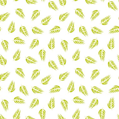 El çizimi yaprakları olan dikişsiz bir çiçek. Güzel bir sonbahar geçmişi var. Tropik yeşil dallar. Modern çiçek kompozisyonları. Duvar kağıdı, poster, kart, kumaş ve tekstil için moda vektör stoku çizimi