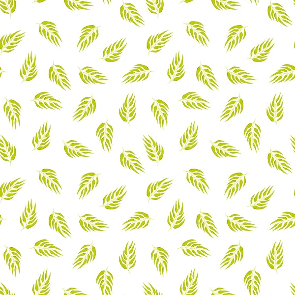 Floral seamless with hand drawn color leaves. Cute autumn background. Tropic green branches. Modern floral compositions. Fashion vector stock illustration for wallpaper, poster, card, fabric, textile — Stock Vector