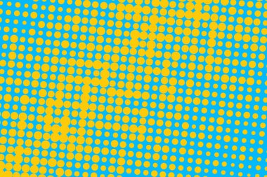 Pop Art yaratıcı konsept renkli çizgi roman dergisi kapağı. Polka renkli bir arkaplan. Çizgi film yarım ton retro modeli. Poster, kart, satış afişi, boş baloncuk için soyut şablon tasarımı.