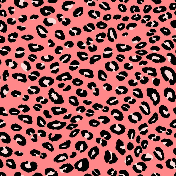 Abstrakt modern leopard sömlös mönster. Djur trendig bakgrund. PINK och svart dekorativ vektor stock illustration för tryck, kort, vykort, tyg, textil. Modern prydnad av stiliserad hud — Stock vektor