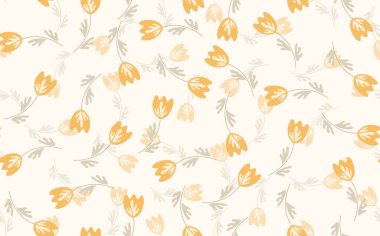 Geleneksel halk sanatları süslerine dayanan kusursuz çiçek desenleri. Işıklı arka planda renkli çiçekler. İskandinav tarzı. İsveç İskandinav tarzı. Vektör çizimi. Basit minimalist desen