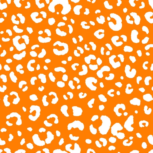 摘要现代豹无缝图案。动物流行的背景。橙色和白色装饰矢量插图印刷,卡片,明信片,面料,纺织品.格式化皮肤的现代装饰 — 图库矢量图片