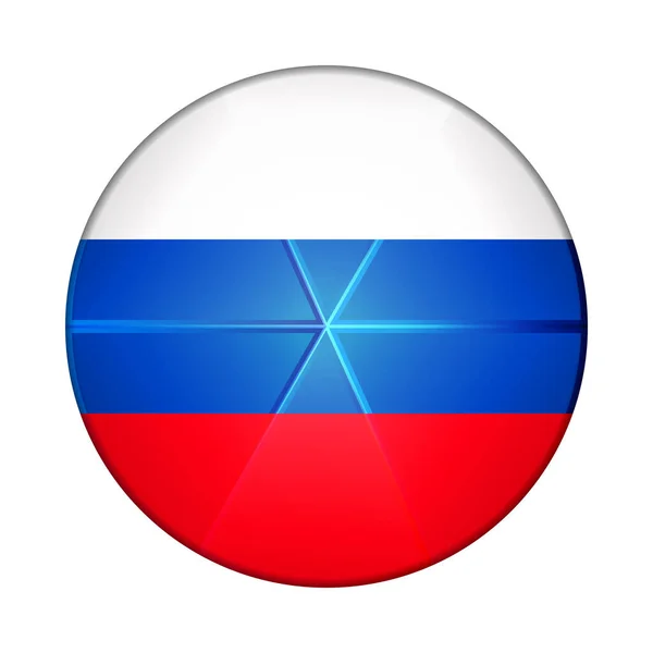 Glazen lichtbal met vlag van Rusland. Ronde bol, sjabloon icoon. Russisch nationaal symbool. Glanzende realistische bal, 3D abstracte vector illustratie gemarkeerd op een witte achtergrond. Grote bubbel — Stockvector