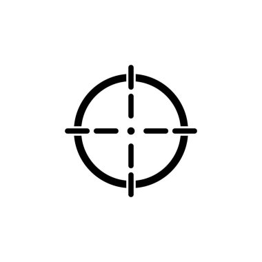 Hedef hedef ikonu, okçu spor oyun sembolü. Hedeflenen nokta işaretçisi. Keskin nişancı tüfeği odaklama işaretçisini vur. Hedef alınıyor. İzole vektör illüstrasyonu