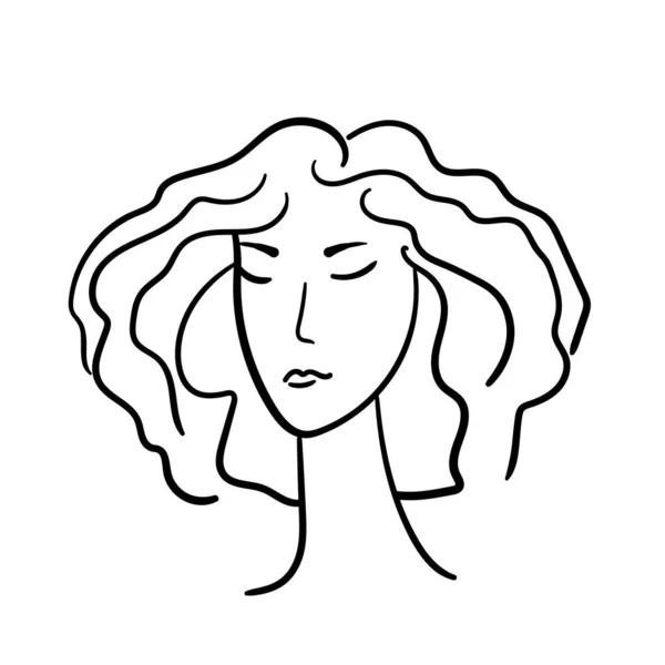 Mulher silhueta linha de arte rosto. Figura feminina elegante, menina de beleza. Estilo de arte de linha. Ilustração vetorial na moda isolada em fundo branco. Gráficos de contorno para design — Vetor de Stock