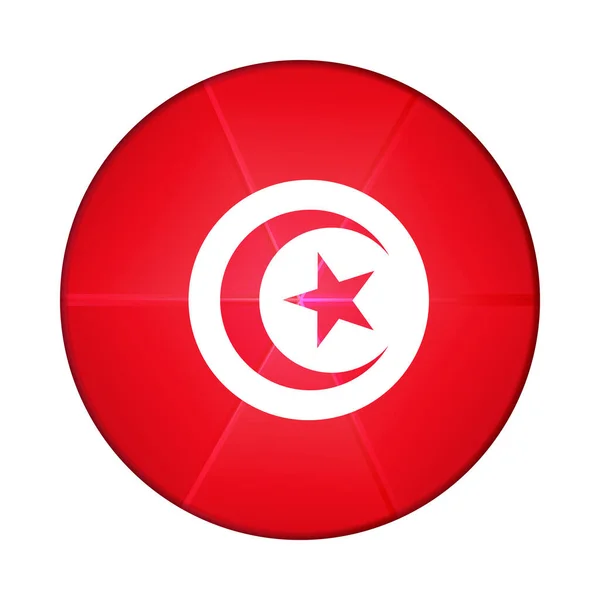 Bola lampu kaca dengan bendera Tunisia. Bulat bola, ikon templat. Simbol nasional Tunisia. Bola realistis Glossy, ilustrasi vektor abstrak 3D disorot pada latar belakang putih. Gelembung besar - Stok Vektor