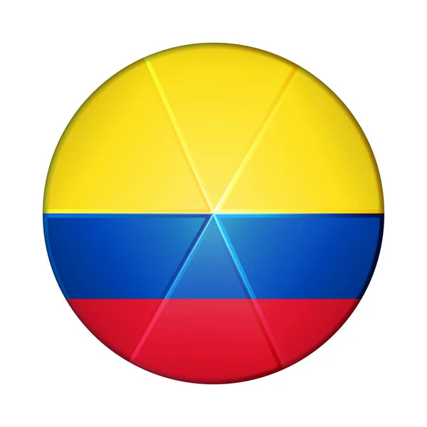 유리 빛 공에 콜롬비아 국기를 걸고. 둥근 구, 템플릿 아이콘. 콜롬비아 국가의 상징이야. 화려 한 현실적 공 , 3D 추상 벡터 일러스트가 흰색 배경에 강조되어 있습니다. 큰 거품 — 스톡 벡터