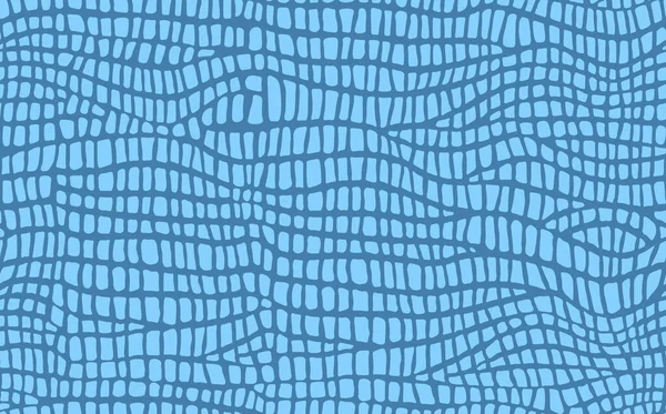 摘要现代鳄鱼皮无缝图案。动物流行的背景。蓝色装饰矢量插图,用于印刷,面料,纺织品.现代花纹短吻鳄皮装饰 — 图库矢量图片