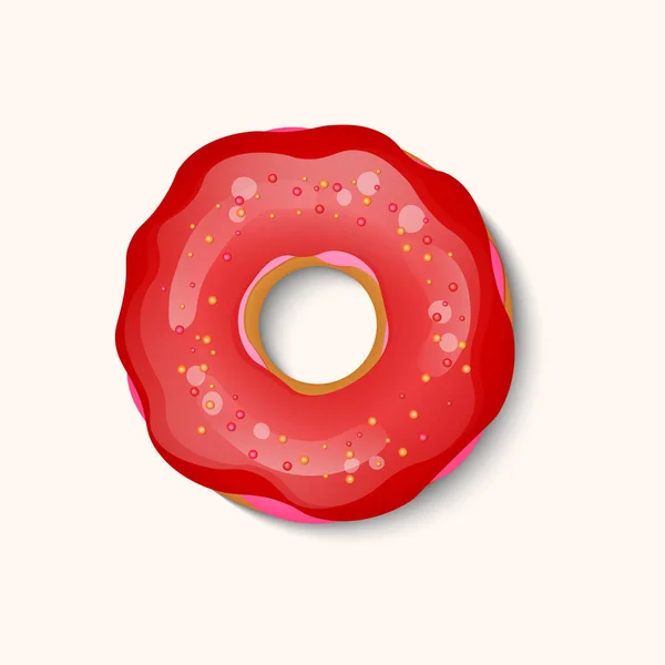 Donut con hielo de color y polvo multicolor aislado sobre un fondo blanco. 3d icono de comida realista. Plantilla de diseño moderno para invitación, póster, tarjeta, tela. Ilustración vectorial realista — Vector de stock