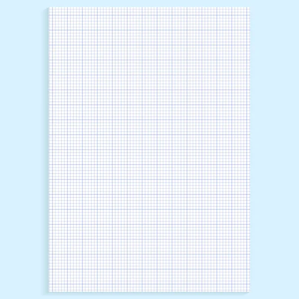 Gitterpapier. Realistisches liniertes Blatt Papier im DIN-A4-Format. Quadratischer Hintergrund mit Farbdiagramm. Geometrische Muster für die Schule, Tapeten, Texturen, Notizbücher. Gefüttert blank auf transparentem Hintergrund — Stockvektor