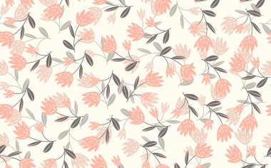 Geleneksel halk sanatları süslerine dayanan kusursuz çiçek desenleri. Işıklı arka planda renkli çiçekler. İskandinav tarzı. İsveç İskandinav tarzı. Vektör çizimi. Basit minimalist desen