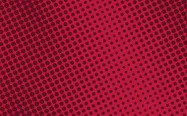 Pop Art yaratıcı konsept renkli çizgi roman dergisi kapağı. Puantiyeli kırmızı arka plan. Çizgi film yarım ton retro modeli. Poster, kart, pankart, boş baloncuk için soyut noktalı tasarım