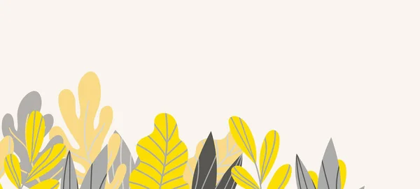 Banner de tela floral con hojas exóticas de color dibujado. Diseño de concepto de naturaleza. Composiciones florales modernas con ramas de verano. Ilustración vectorial sobre el tema de la ecología, natura, medio ambiente — Vector de stock