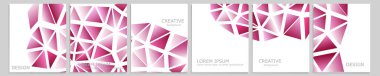 Vektör kapağı dizaynı. Not defteri, kitap broşürleri, kitap ve dergi için soyut pembe minimal üçgen şablon tasarımı. Parmak izi için planlayıcı ve günlük örtüsü