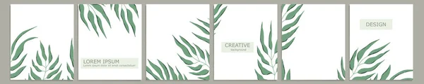 Conjunto de design de caderno de capa de vetor. Design de modelo floral abstrato com folhas verdes no fundo branco para papel de caderno, brochuras de caderno, livro, revista. Planejador e capa de diário para impressão — Vetor de Stock