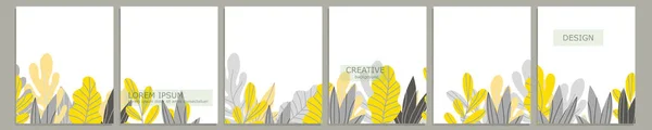 Set of vector cover notebook design. Abstract floral template design with yellow leaves on white background for notebook paper, copybook brochures, book, magazine. Planner and diary cover for print — Stock Vector