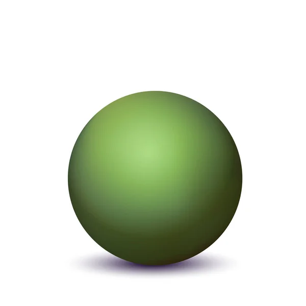 Bola verde de cristal o perla preciosa. Bola realista brillante, ilustración vectorial abstracta 3D resaltada sobre un fondo blanco. Burbuja de metal grande con sombra — Vector de stock