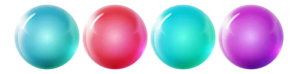 Set met glazen kleurrijke ballen. Glanzende realistische bal, 3D abstracte vector illustratie gemarkeerd op een witte achtergrond. Grote metalen bel met schaduw — Stockvector