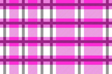 Pembe ve siyah İskoçya tekstil deseni. Kumaş dokusu tartan ekoseli. Kumaş, kart ve kumaş için soyut geometrik arkaplan. Monokrom tekrarlayan tasarım. Modern kare süs.