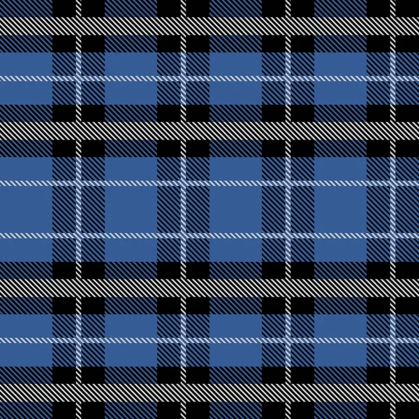 Azul e cinza Escócia padrão têxtil sem costura. Textura de tecido verificar xadrez tartan. Fundo geométrico abstrato para pano, cartão, tecido. Design de repetição monocromática. Ornamento quadrado moderno —  Vetores de Stock