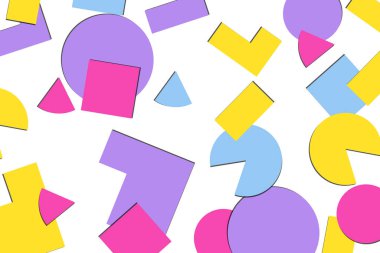 Not defteri kağıdı, kitap broşürleri, kitap, dergi, baskı için fütürist kapak tasarımı. Çoklu renk elementleri olan geometrik soyut arkaplan. Şekilli renkli desen