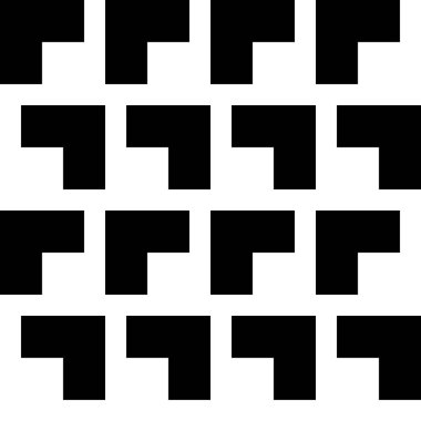 Web sayfası, dokular, kart, poster, kumaş ve tekstil için soyut siyah beyaz desen. Monokrom grafik yinelenen tasarım. Modern minimalist stil kare süslemesi.