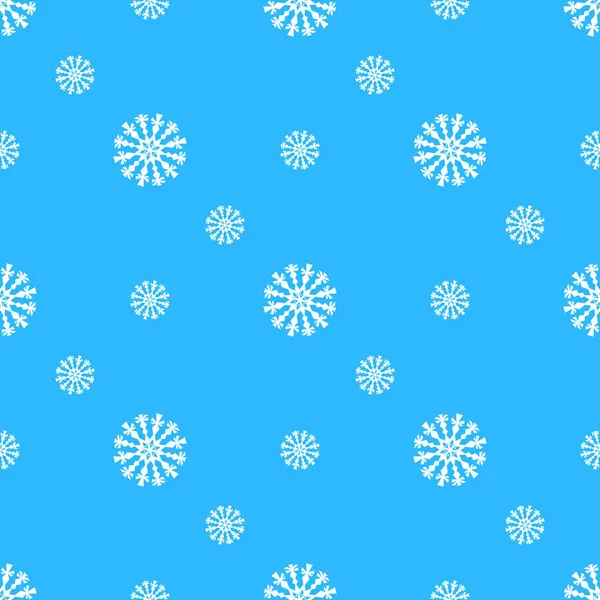 Padrão sem costura de inverno com flocos de neve brancos no fundo azul. Ilustração vetorial para tecido, papel de parede têxtil, cartazes, papel de embrulho de presente. ilustração vetor de Natal — Vetor de Stock