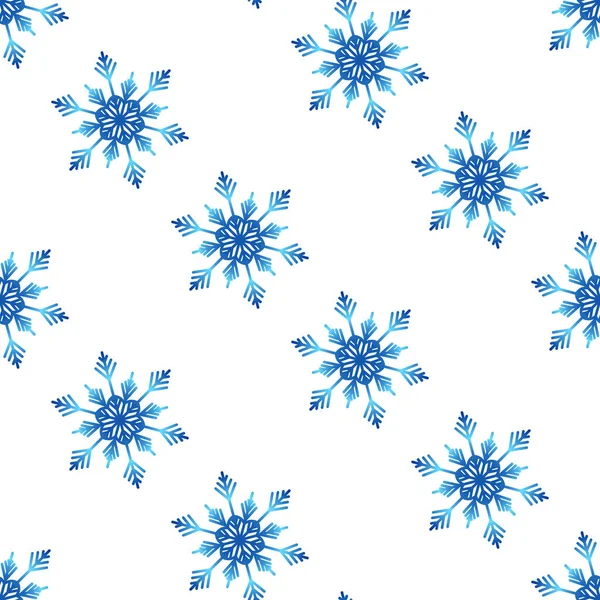Patrón sin costuras de invierno con copos de nieve degradados de colores sobre fondo blanco. Ilustración vectorial para tela, papel tapiz textil, carteles, papel de regalo. Ilustración vector de Navidad — Vector de stock