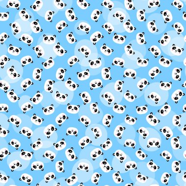 Renkli arka planda sevimli pandası olan kusursuz bir desen. Komik Asya hayvanları. Kart, çocuklar için kartpostallar. Kumaş, tekstil, duvar kağıdı, poster, hediye paketi için düz vektör çizimi