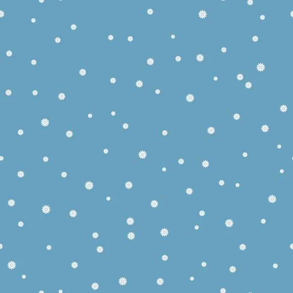 Зимний бесшовный узор с белыми снежинками на синем фоне. Векторная иллюстрация для ткани, текстильных обоев, плакатов, подарочной оберточной бумаги. Рождественская векторная иллюстрация — стоковый вектор