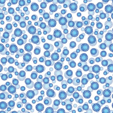 Beyaz arka planda rengarenk kar taneleri olan kusursuz kış deseni. Kumaş, tekstil duvar kağıtları, posterler, hediye ambalaj kağıtları için vektör çizimi. Noel vektör illüstrasyonu