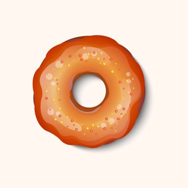 Renkli kremalı çörek ve beyaz arka planda izole edilmiş çok renkli toz. 3D gerçekçi yemek ikonu. Davetiye, poster, kart, kumaş için modern tasarım. Gerçekçi vektör illüstrasyonu