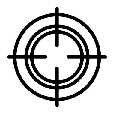 Hedef hedef ikonu, okçu spor oyun sembolü. Hedeflenen nokta işaretçisi. Keskin nişancı tüfeği odaklama işaretçisini vur. Hedef alınıyor. İzole vektör illüstrasyonu