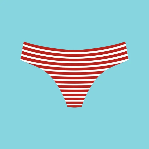 Carino femminile rosso e bianco a strisce mutandine. Icona dei tanga alla moda. Elemento intimo donna. Simbolo femminile, modello moderno per il tuo design. Sensualità concetto di tessuto. Illustrazione vettoriale — Vettoriale Stock