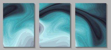 Akışkan sanat. Modern sanat eserleri eğimli arka plan. Renkli boya sıçrama sıvısı karışımı. Soyut holografik doku, gradyan dalgalar. Pankart, el ilanı, kart, kapak, davet için vektör tasarımı