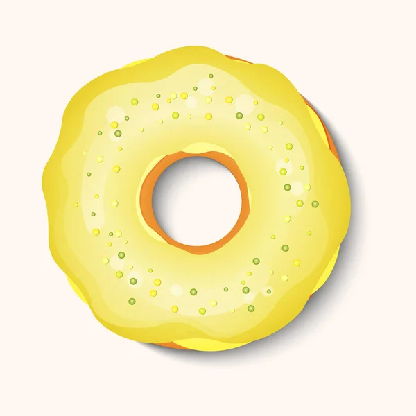 Donut con hielo de color y polvo multicolor aislado sobre un fondo blanco. 3d icono de comida realista. Plantilla de diseño moderno para invitación, póster, tarjeta, tela. Ilustración vectorial realista — Vector de stock