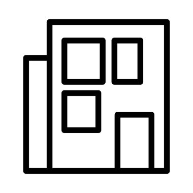 Ev vektör simgesi. Silüet siyah ana hat sembolü inşa ediliyor. İzole vektör çizimi. Moda tarzı tasarımı