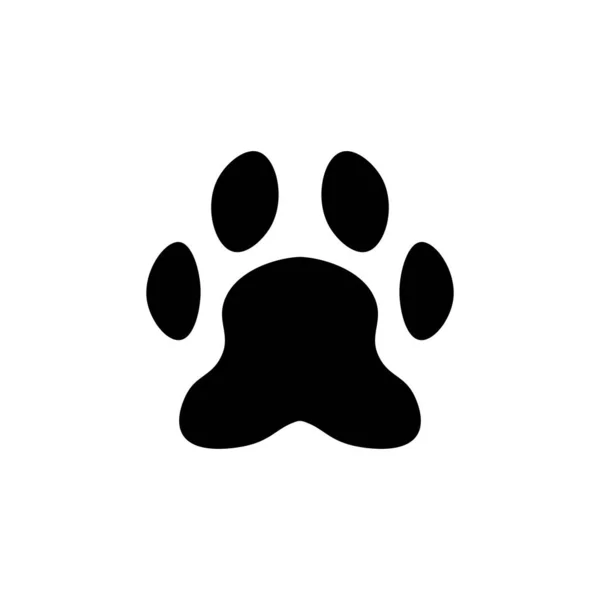 Plochá kreslená silueta zvířecí stopy. Kočičí nebo psí pavučina, neznámé zvíře. Stopa černé tlapky. Izolovaná vektorová ilustrace. Návrh módního stylu — Stockový vektor