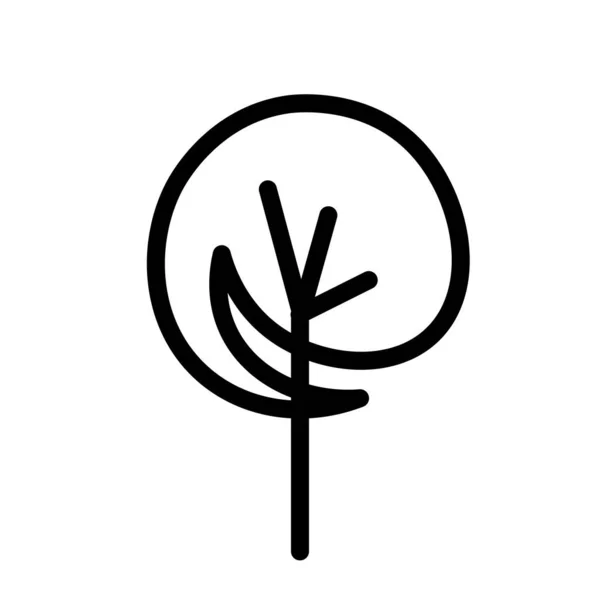 Schwarz-weißes Symbol für den Vorlagenbaum. Vektor-Symbol auf weißem Hintergrund isoliert. Bäume flache Linie Symbole gesetzt. Pflanzen, Landschaftsgestaltung. Geschäftsidee Konzept — Stockvektor