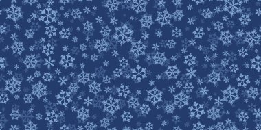 Renkli arka planda mavi kar taneleri olan kışın pürüzsüz deseni. Kumaş, tekstil duvar kağıtları, posterler, hediye ambalaj kağıtları için vektör çizimi. Noel vektör illüstrasyonu. Yağan kar