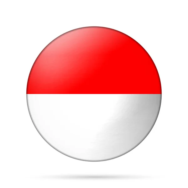 Bola lampu kaca dengan bendera Indonesia. Bulat bola, ikon templat. Simbol nasional Indonesia. Bola realistis Glossy, ilustrasi vektor abstrak 3D disorot pada latar belakang putih. Gelembung besar - Stok Vektor