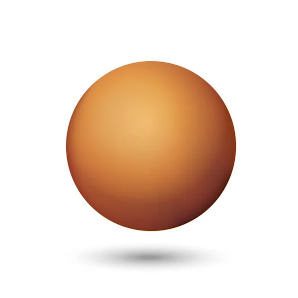 Bola de cristal naranja o perla preciosa. Bola realista brillante, ilustración vectorial abstracta 3D resaltada sobre un fondo blanco. Burbuja de metal grande con sombra — Vector de stock