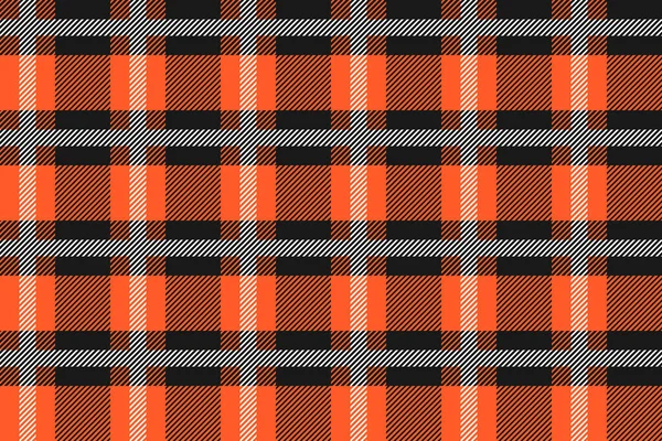 Orange och svart Skottland textil sömlöst mönster. Tyg konsistens kontrollera tartan rutig. Abstrakt geometrisk bakgrund för tyg, kort, tyg. Monokrom upprepande design. Modern fyrkantig prydnad — Stock vektor