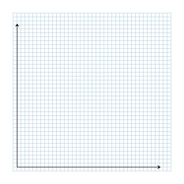 グリッドペーパー。数学のグラフ。直交座標系で、 x軸、 y軸。カラーラインで背景を四角化。学校、教育の幾何学的なパターン。透明感のある背景に空白 — ストックベクタ