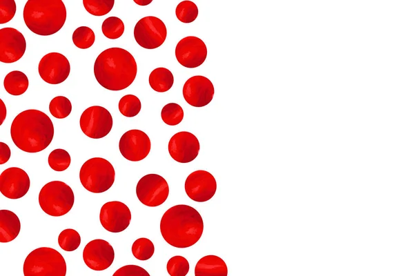 Fondo abstracto de lunares grunge moda. Patrón blanco DOTTED con círculos rojos texturizados. Diseño de plantilla para página web, banner, póster, tarjeta — Archivo Imágenes Vectoriales